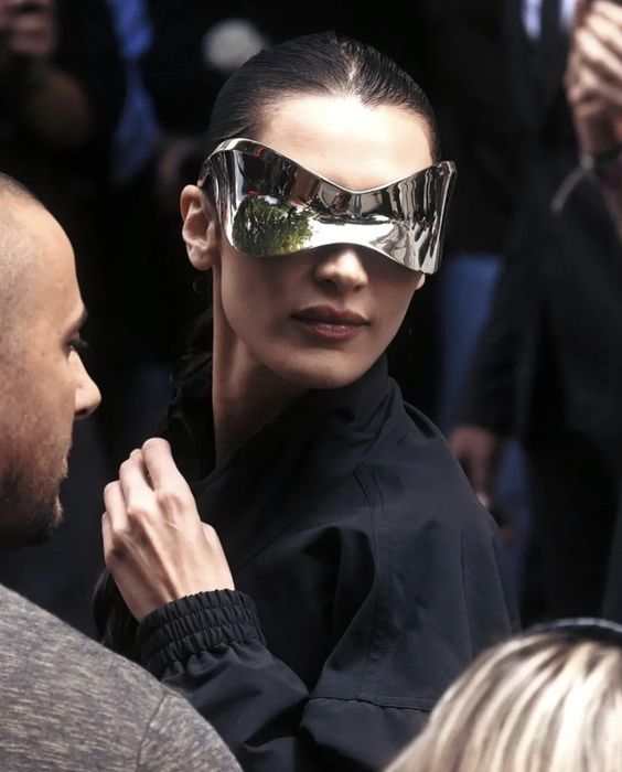 Silver wrap sunglasses are Y2K inspired with a futuristic twist