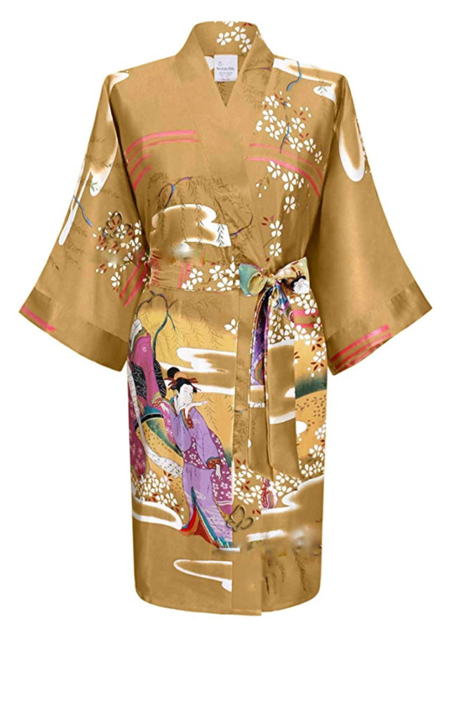 Geisha Print Short Kimono